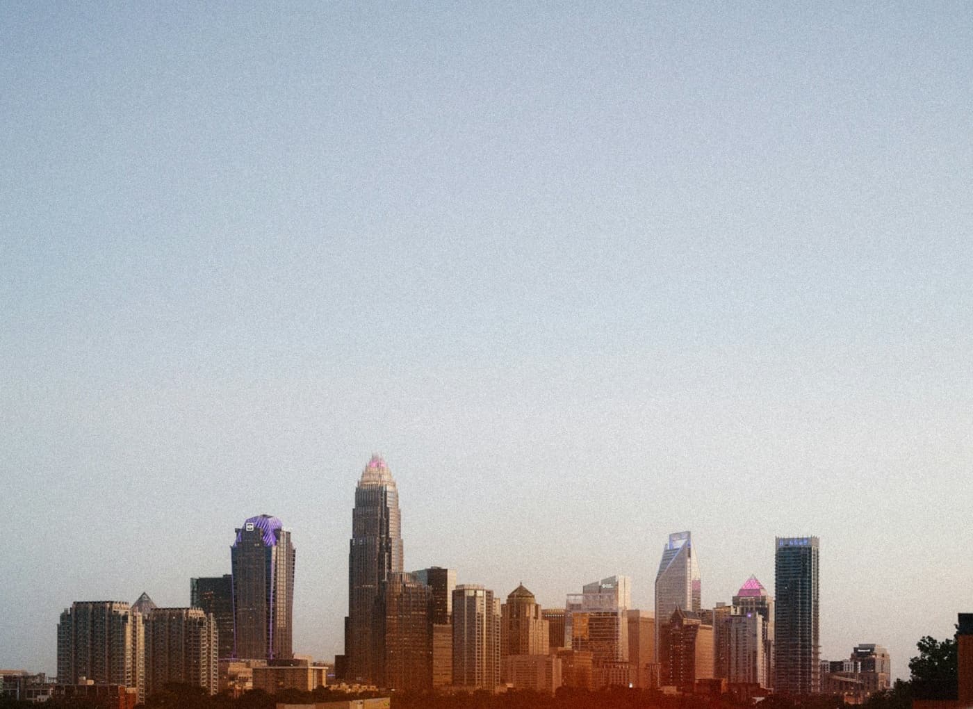 The Charlotte, North Carolina skyline at dusk